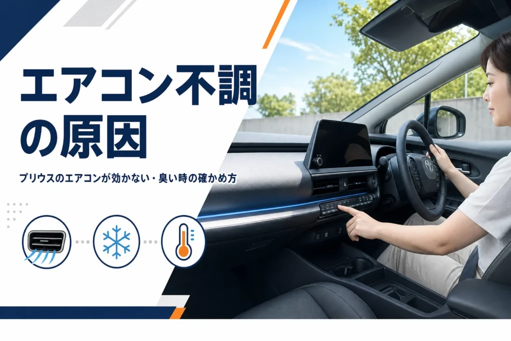 プリウスのエアコンの不調を確かめるイメージ