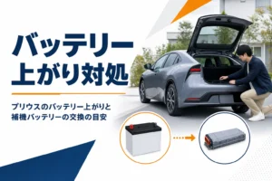 プリウスのバッテリー上がりと交換を確かめるイメージ