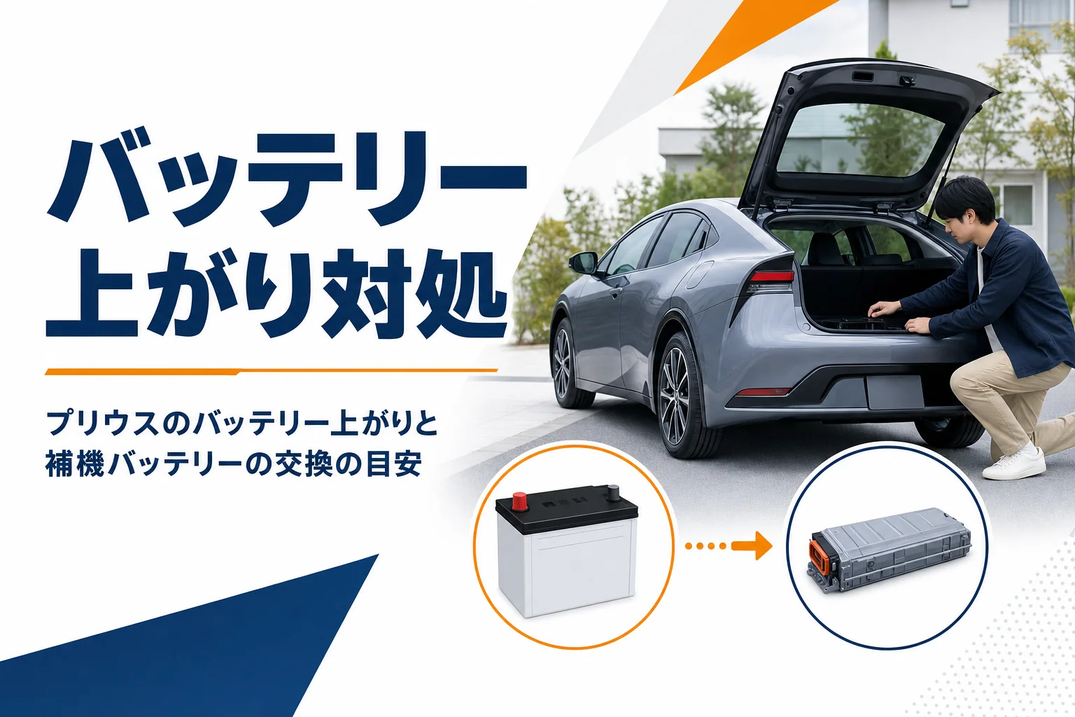 プリウスのバッテリー上がりと交換を確かめるイメージ