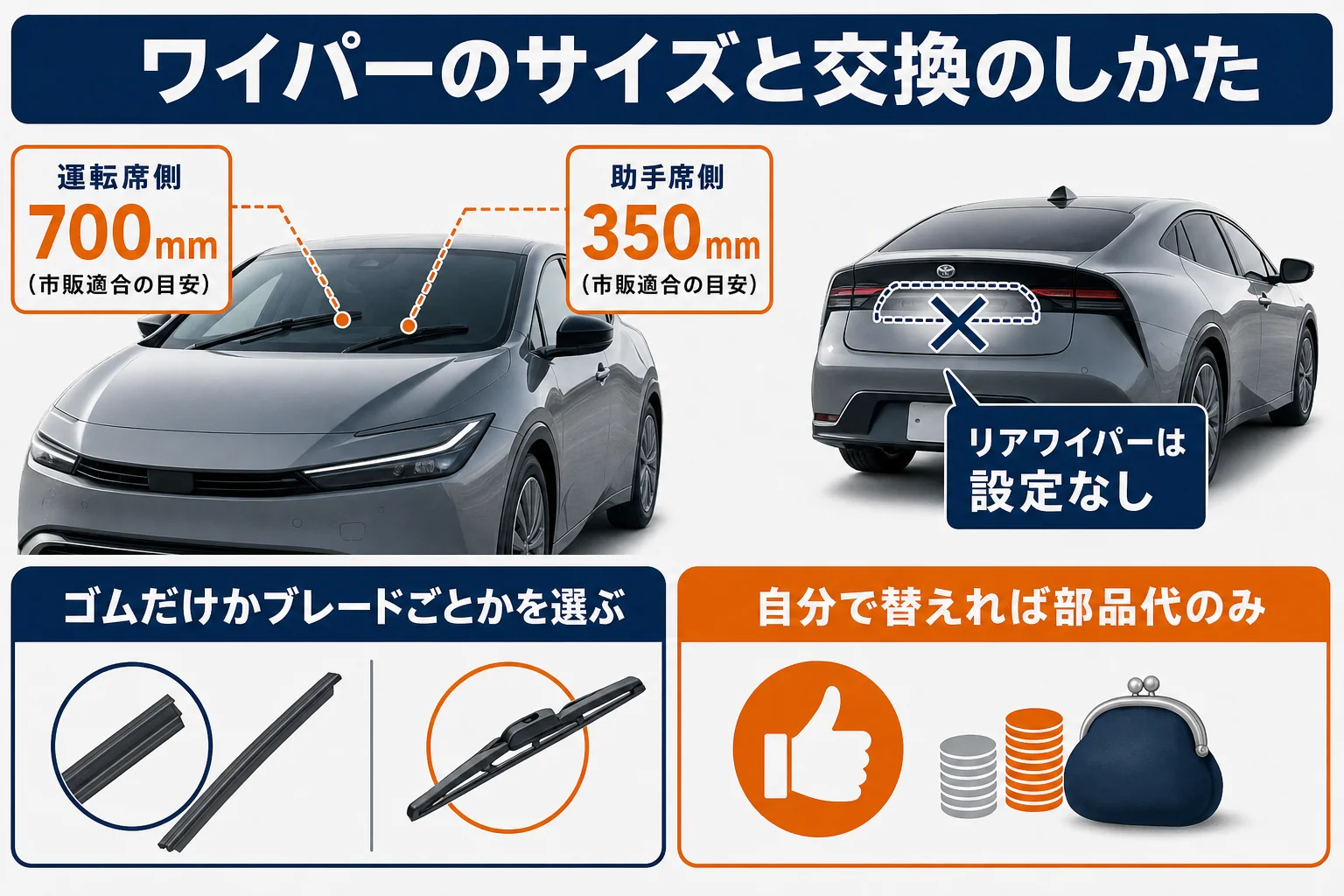 エアコンフィルターとワイパーを自分で替えた場合とお店に頼んだ場合の比較図解