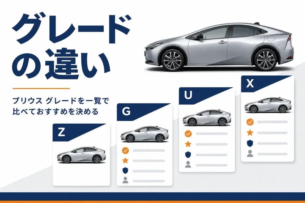 プリウスのグレードZ・G・U・Xの違いを示したアイキャッチ