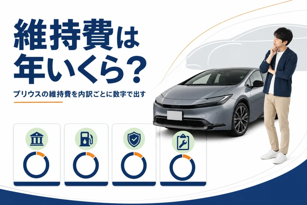 プリウスの年間維持費の内訳を示したアイキャッチ