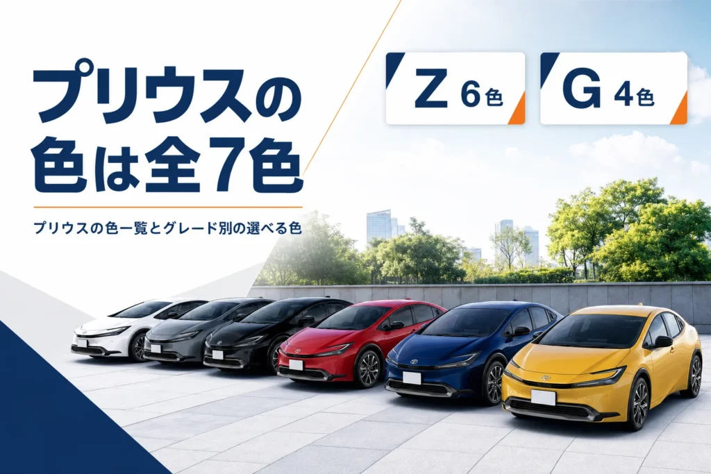プリウスの全ボディカラーを並べたアイキャッチ