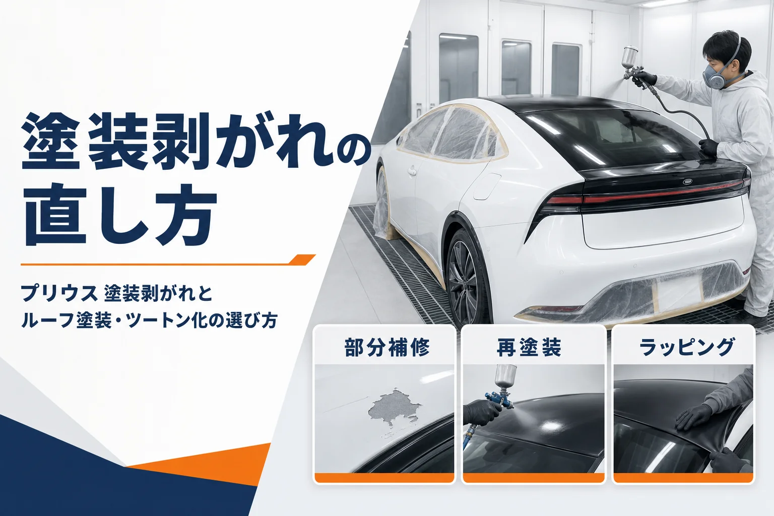 プリウスの塗装剥がれの直し方とツートン化を示したアイキャッチ