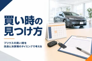 プリウスの買い時を改良と決算期で解説する記事のアイキャッチ
