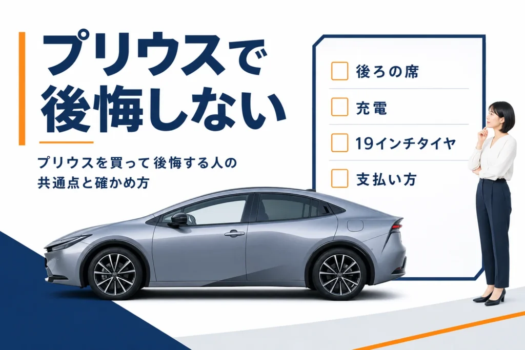 プリウスを買って後悔しないための確認項目を示したアイキャッチ