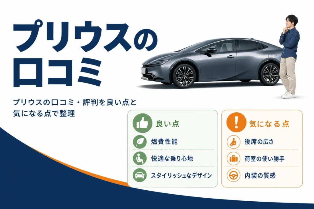 プリウスの口コミの良い点と気になる点を示したアイキャッチ