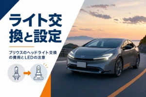 プリウスのヘッドライトの交換と設定を確かめるイメージ
