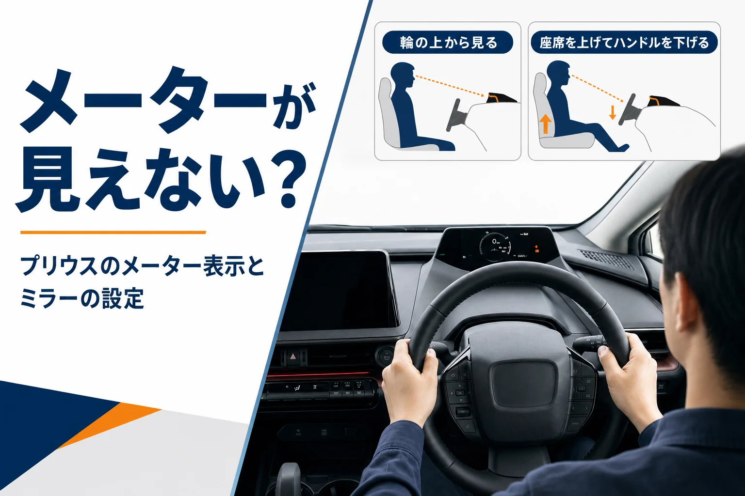 プリウスのハンドル越しに見たメーターのアイキャッチ