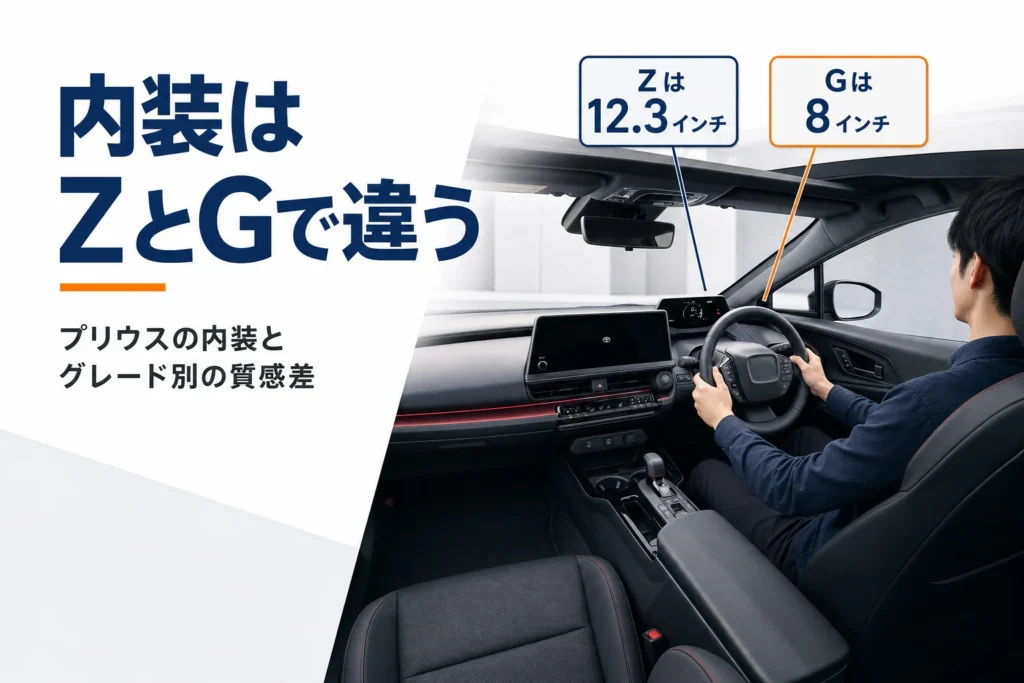 プリウスの運転席まわりの内装のアイキャッチ