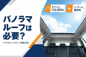 プリウスのパノラマルーフを車内から見上げたアイキャッチ
