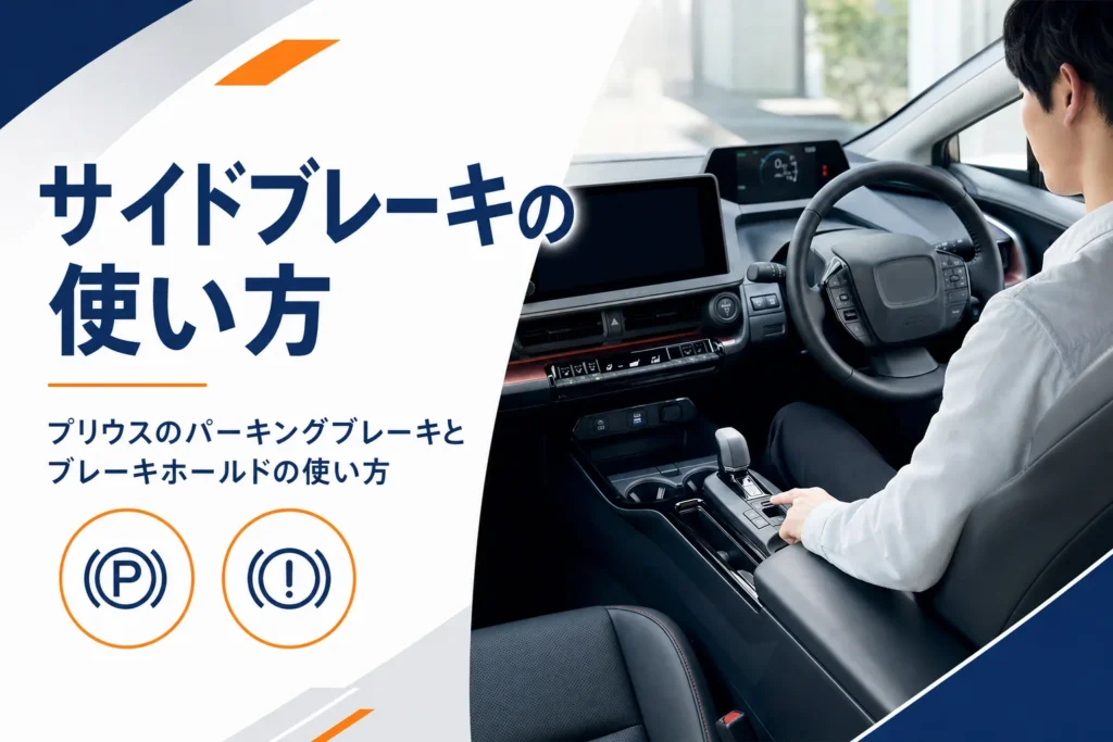プリウスのパーキングブレーキの操作を確かめるイメージ