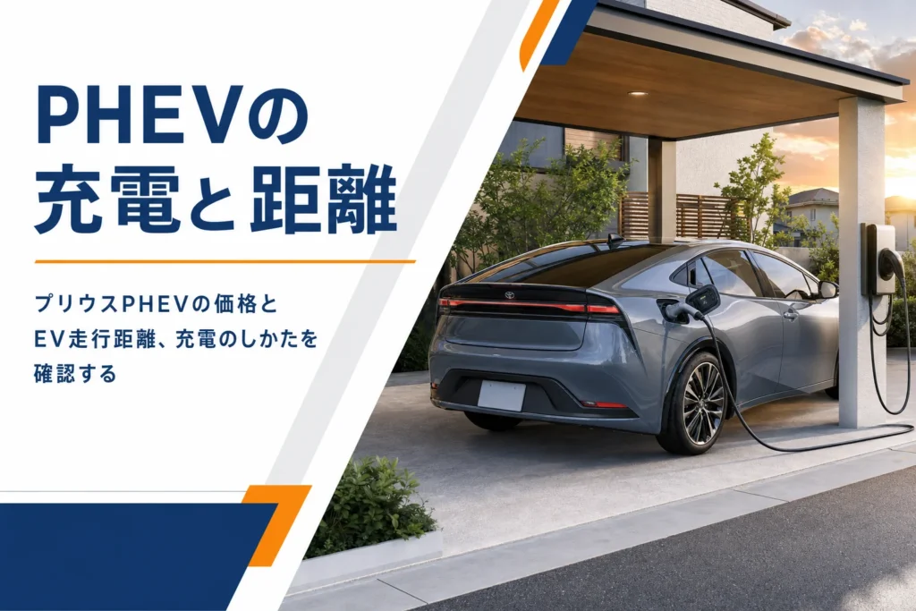 プリウスPHEVの価格・EV走行距離・充電のしかたを解説する記事のアイキャッチ
