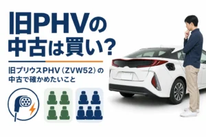 旧プリウスPHVの中古を選ぶ時の注意点を示したアイキャッチ
