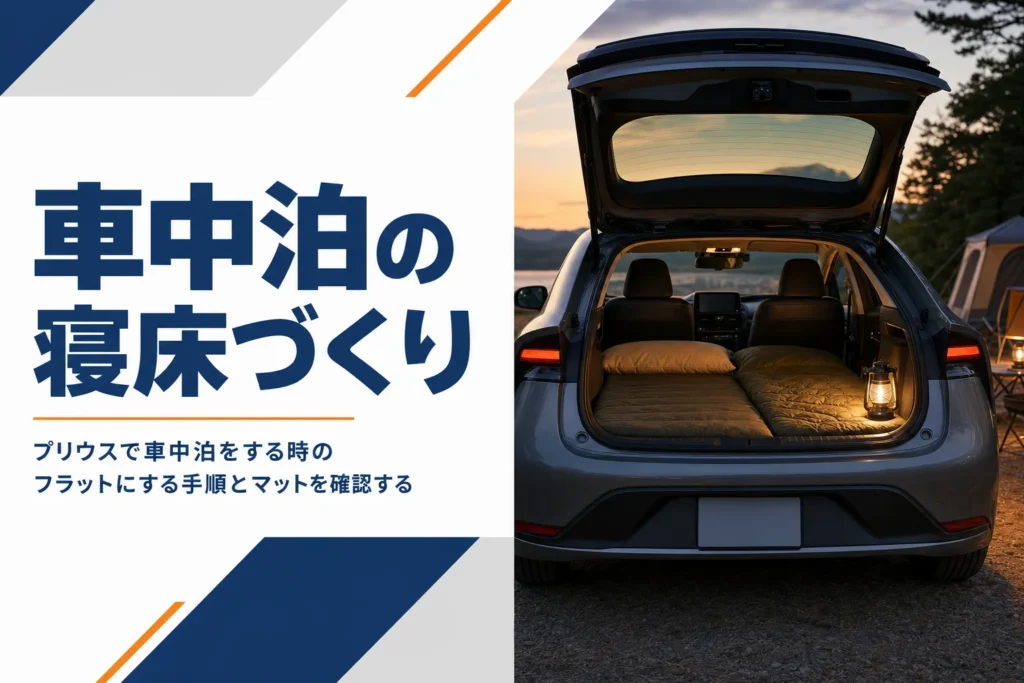 プリウスで車中泊をする時の寝床の作り方を解説する記事のアイキャッチ