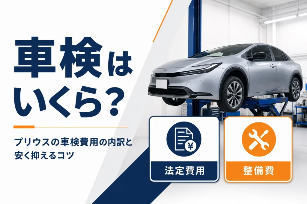 プリウスの車検費用の内訳を示したアイキャッチ