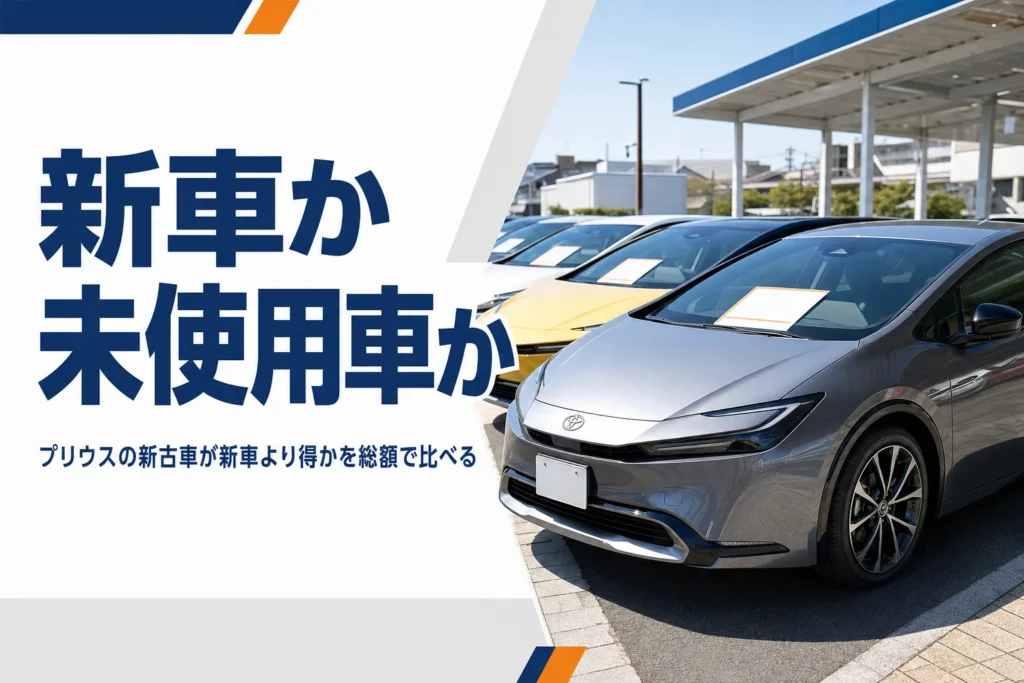 プリウスの新古車と新車の損得を比べる記事のアイキャッチ