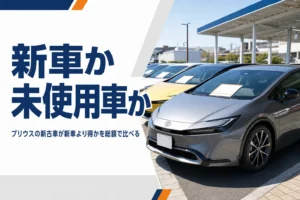 プリウスの新古車と新車の損得を比べる記事のアイキャッチ