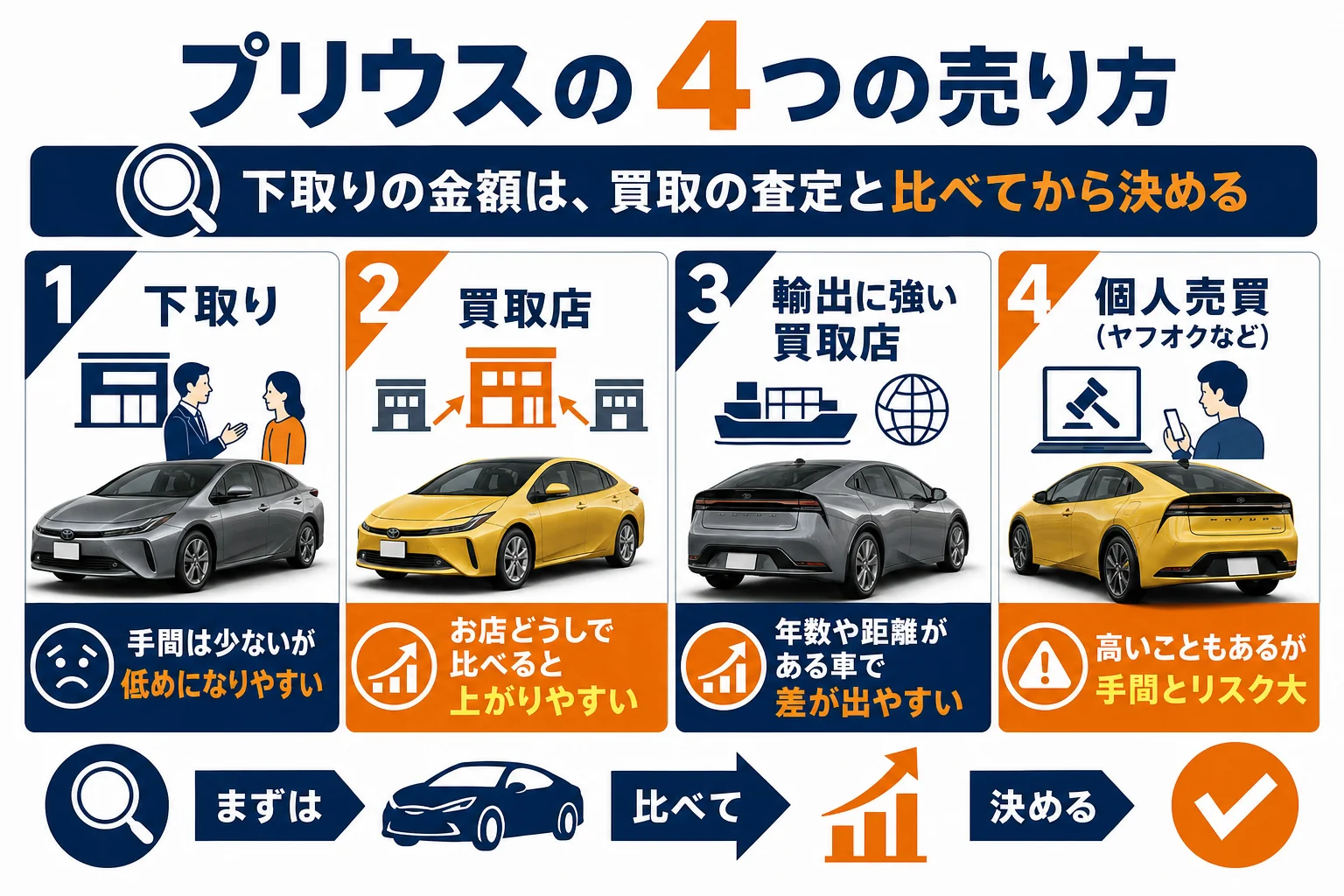 プリウスの4つの売り方の違いの図解