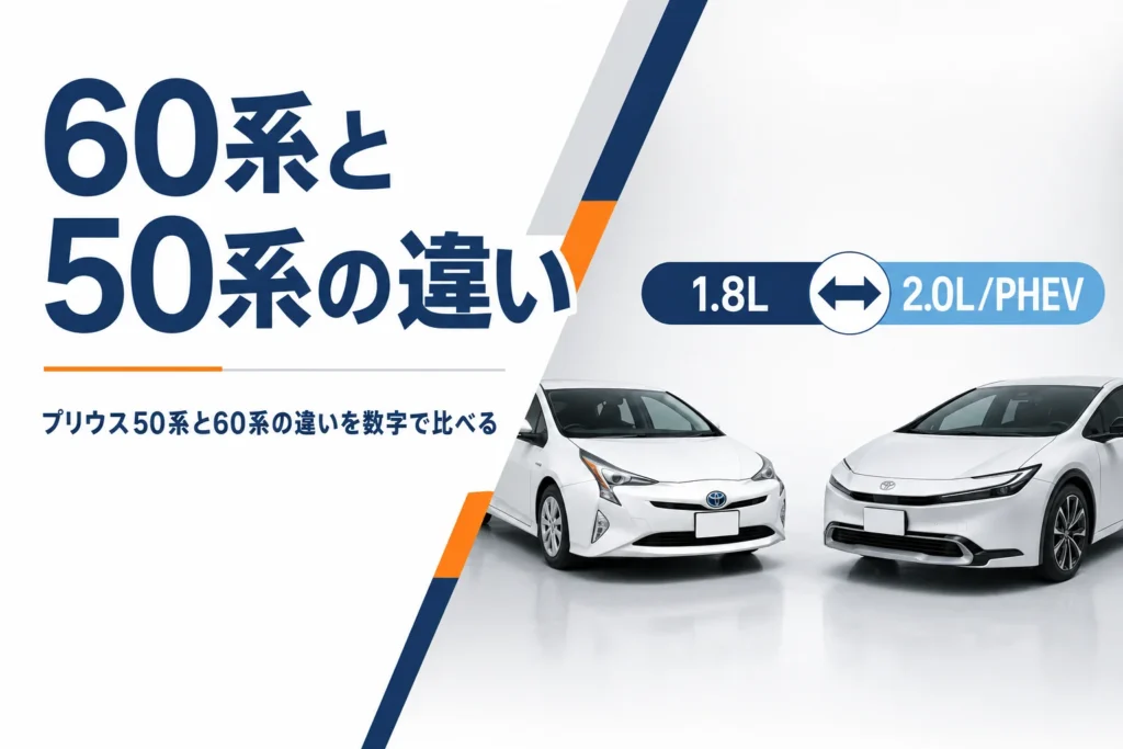 プリウス50系と60系を左右に並べて比べたアイキャッチ