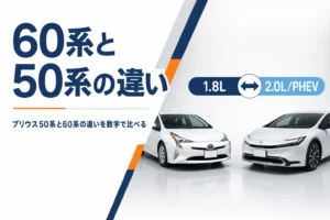 プリウス50系と60系を左右に並べて比べたアイキャッチ