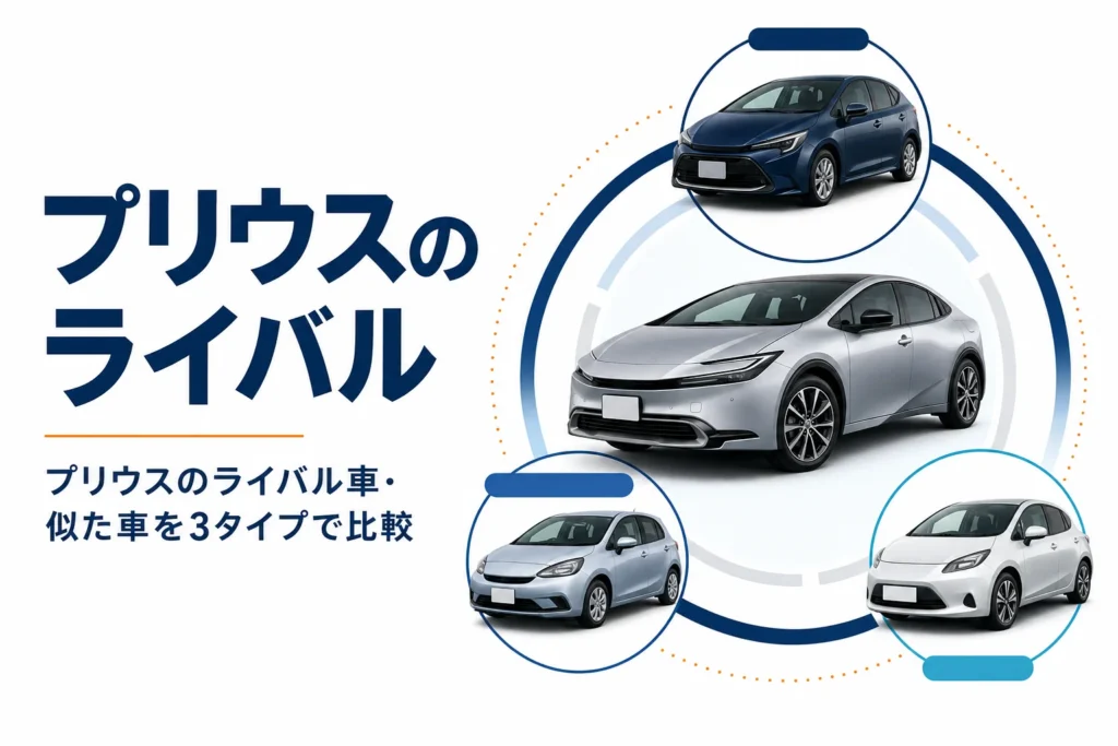 プリウスとライバル車を3つのタイプで比べるアイキャッチ