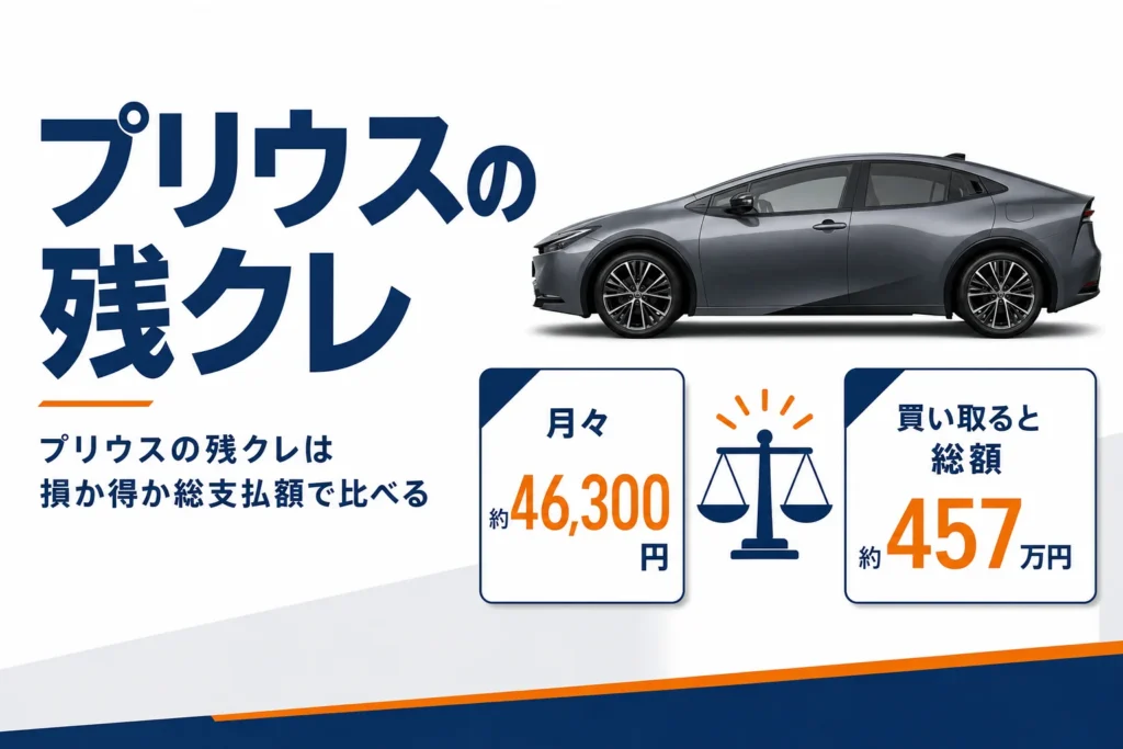 プリウスの残クレの損得を総支払額で示したアイキャッチ